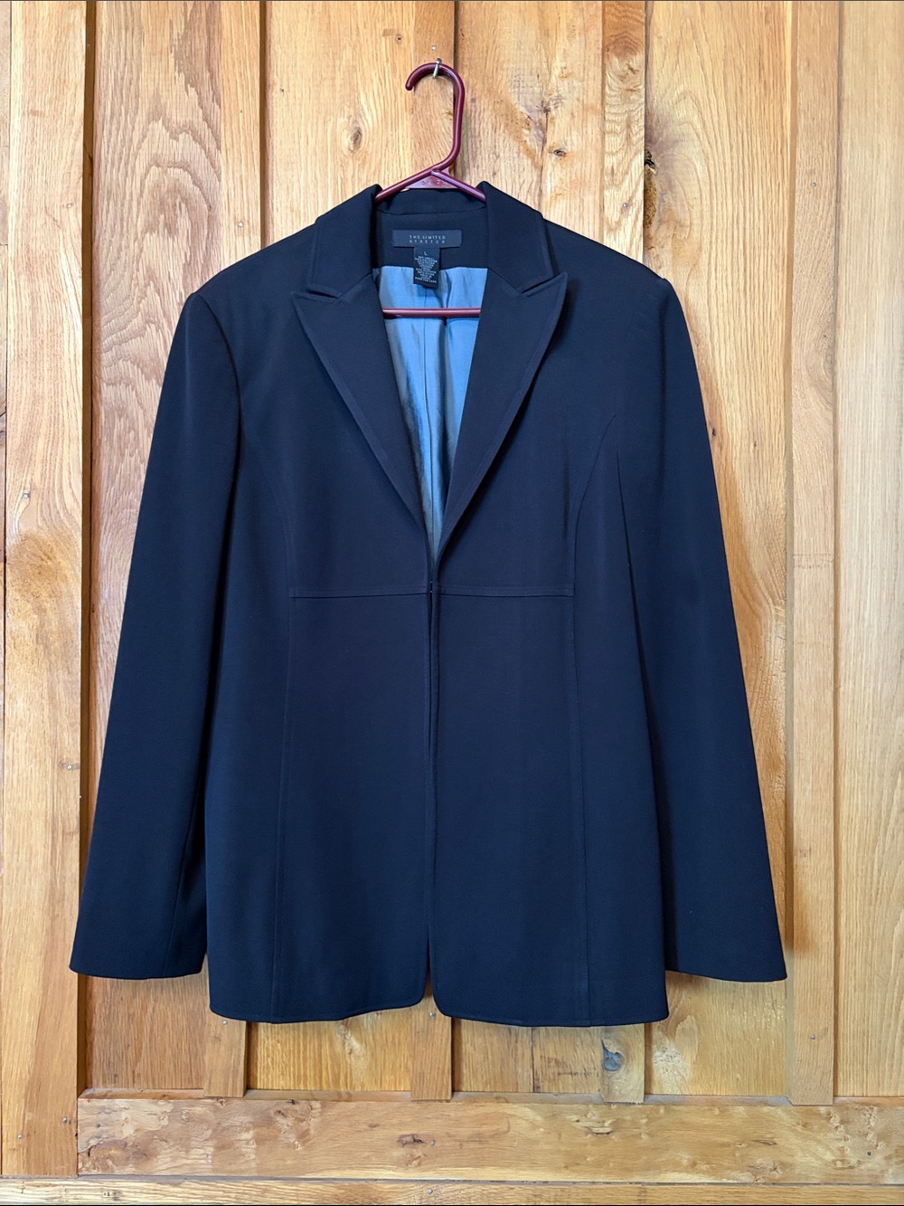 The Limited Black Tailored Office Work Lined Stretch Blazer, Size Large